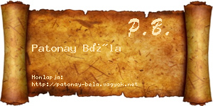 Patonay Béla névjegykártya